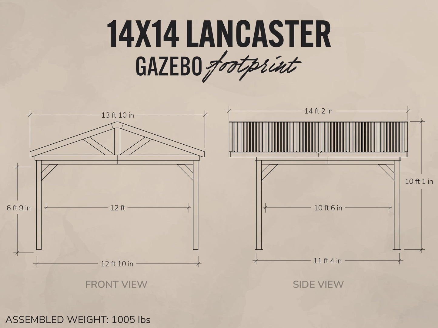 Lancaster | 14x14 Steel Gazebo with Gable Roof