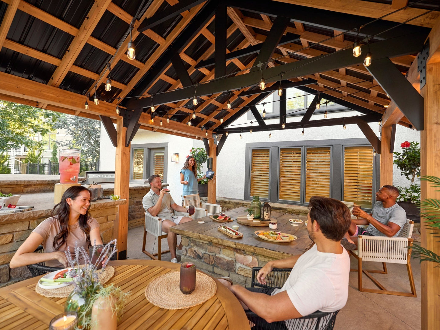 Lodge | 19x14 Cedar and Steel Gazebo with Steel Roof