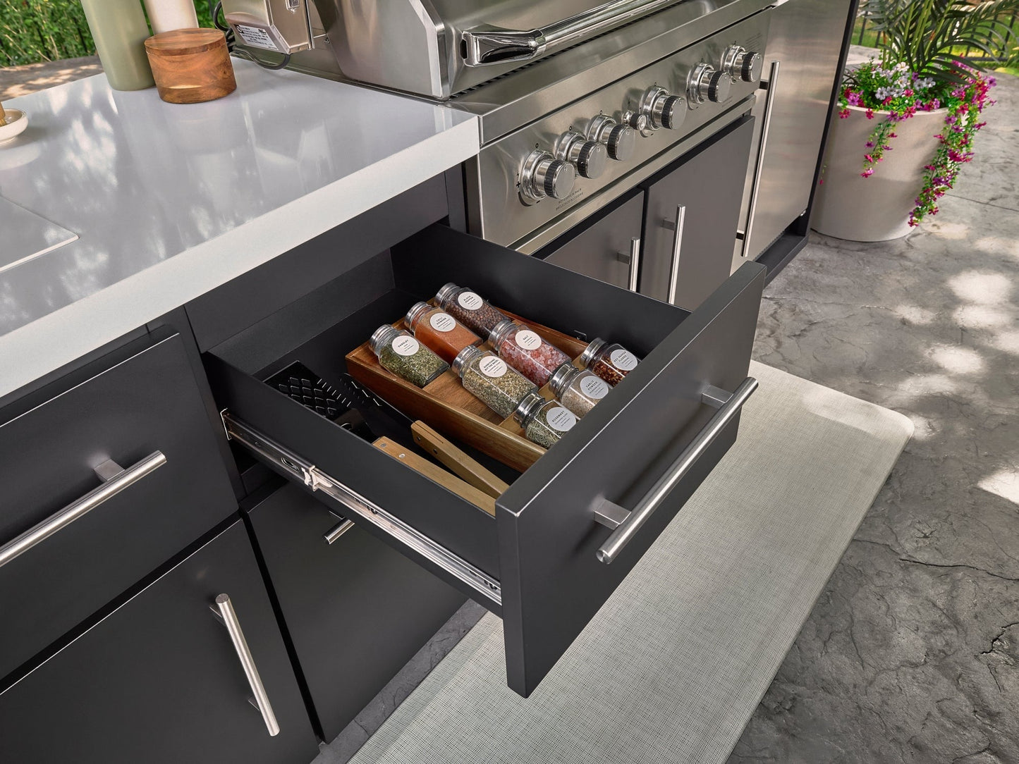 Lancaster | Covered Linear Outdoor Kitchen with Built-In Grill