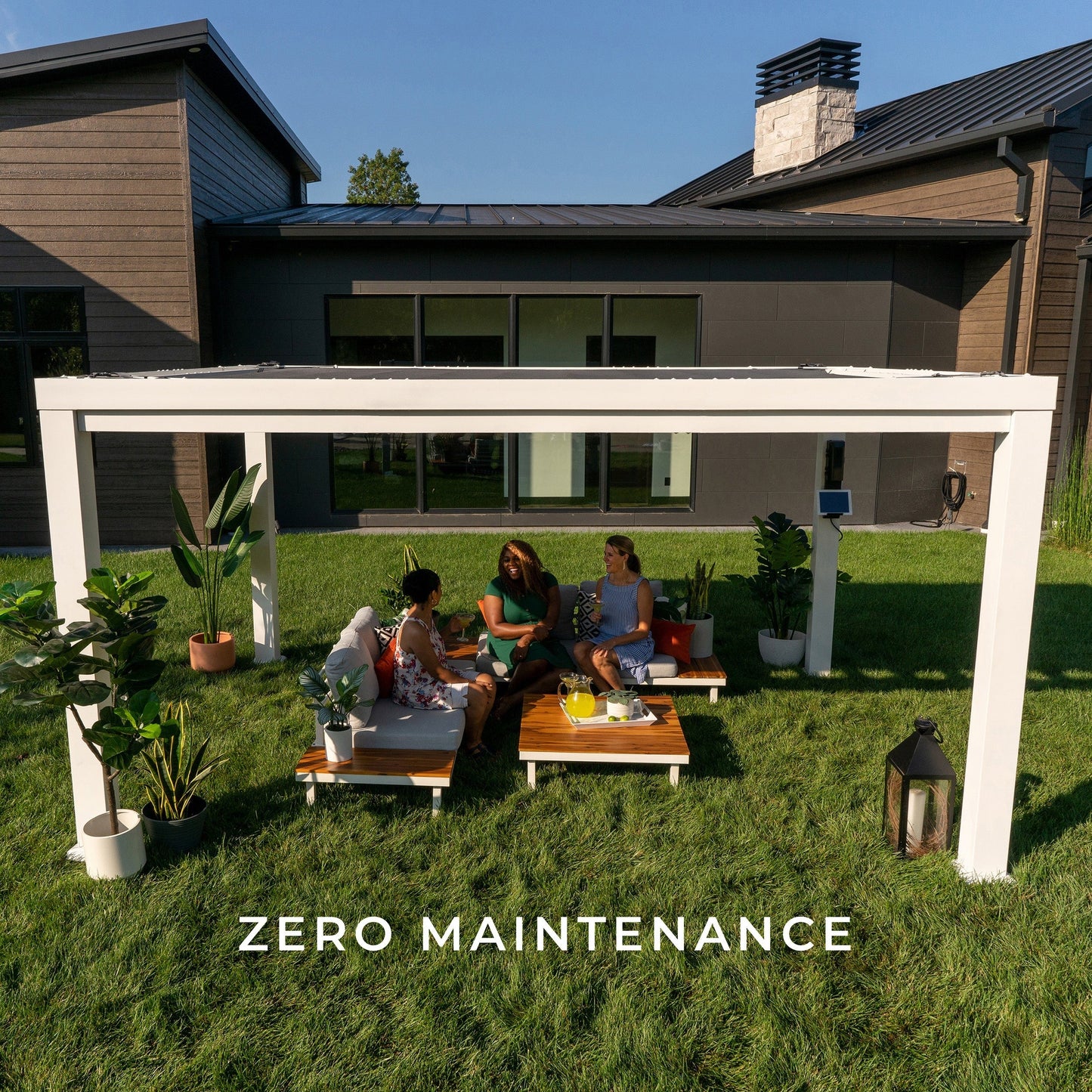 14x12 Windham Modern Steel Pergola With Sail Shade Soft Canopy