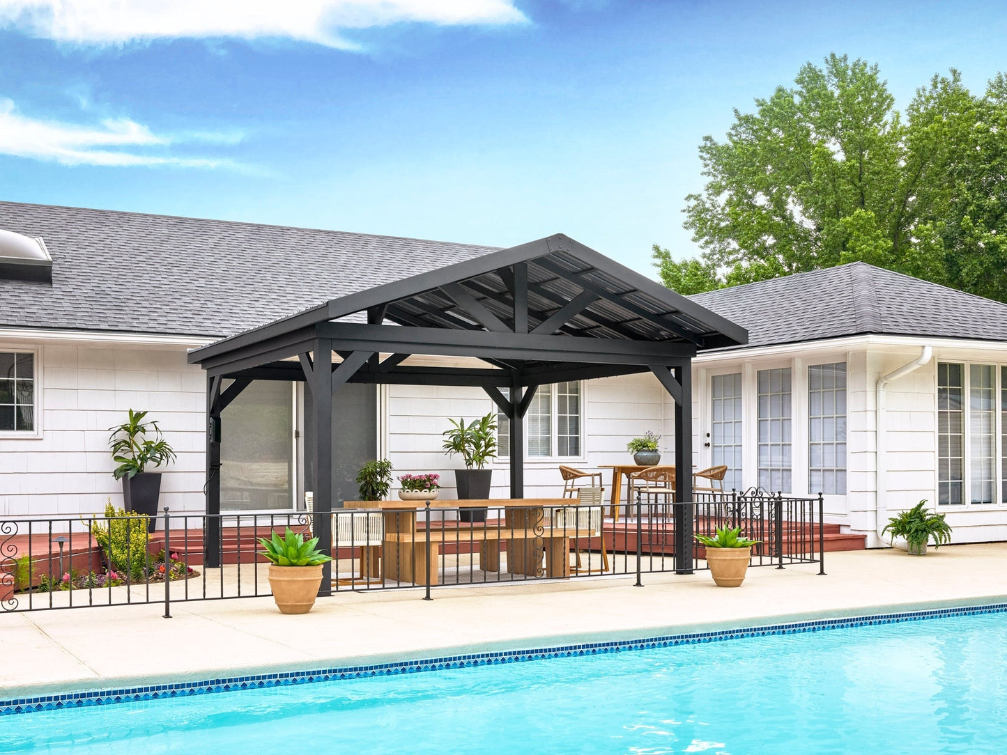 Lancaster | 14x14 Steel Gazebo with Gable Roof