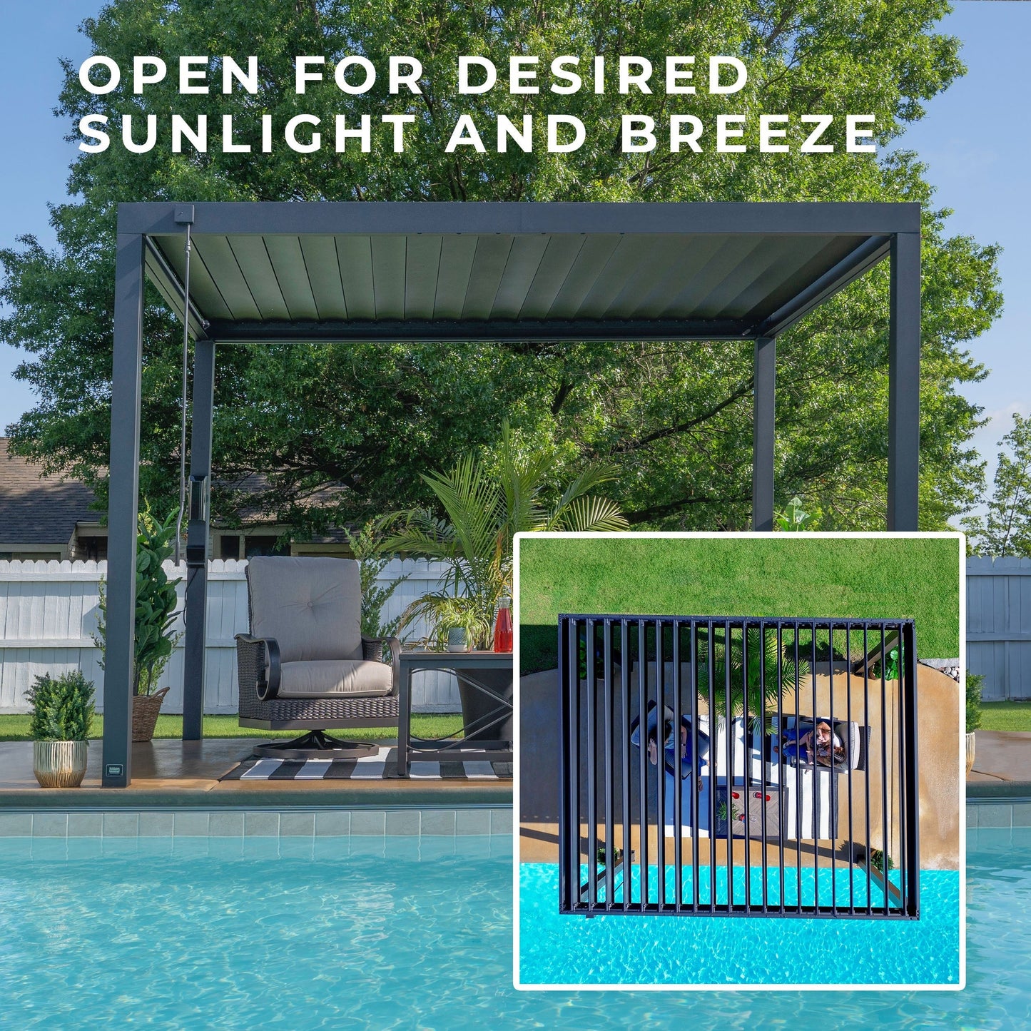 12x10 Sarasota Steel Louvered Pergola