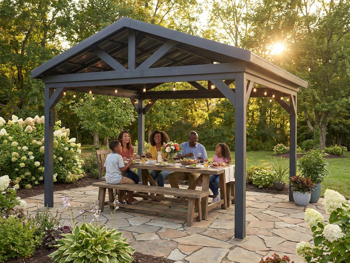 Lancaster | 18x14 Steel Gazebo with Gable Roof