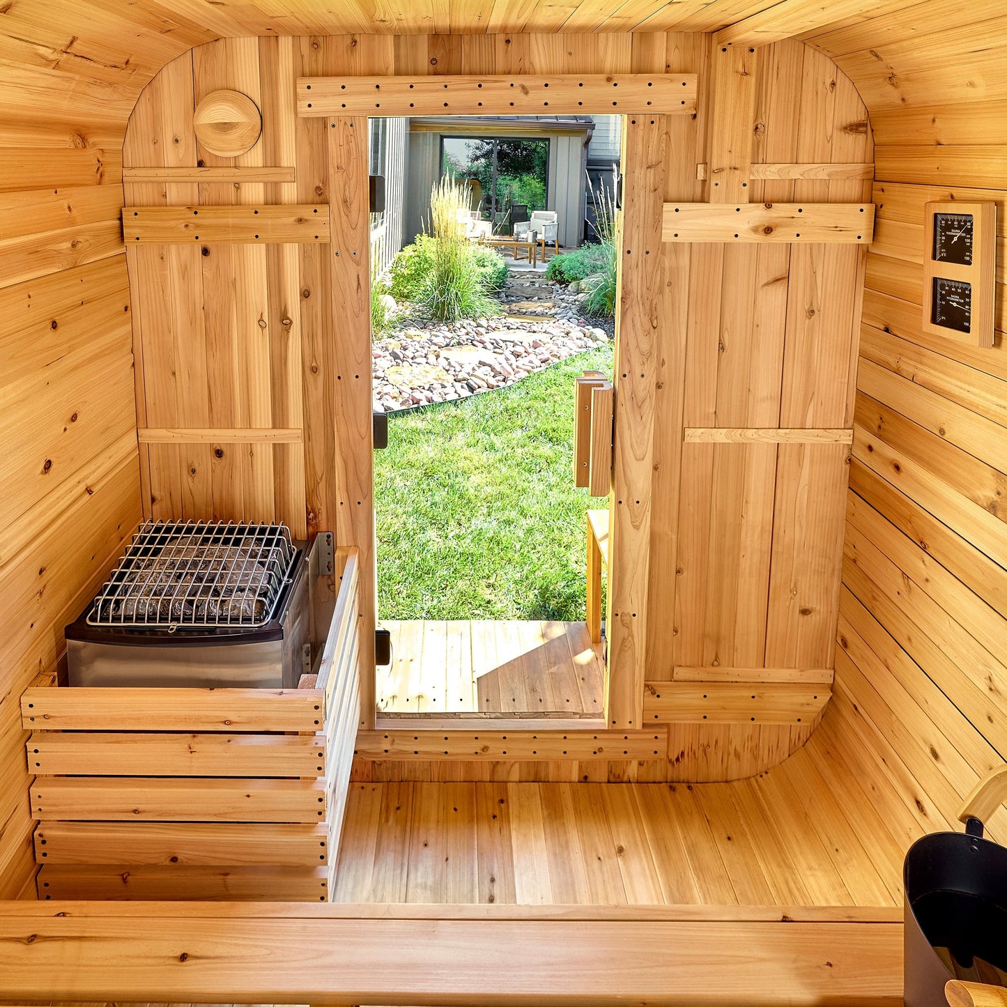 Lennon Outdoor Cube Sauna with Porch – 4-6 Person